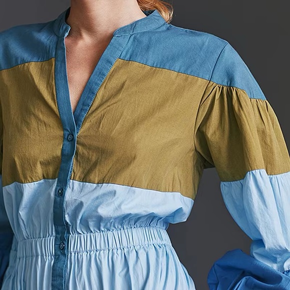 Anthropologie Forever That Girl Tiered Colorblock Maxi Dress Large Petite - Picture 2 of 8